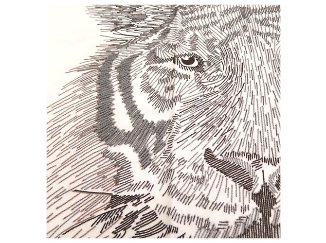 Hermès Lenço Hermes Tigre Royal King's Tiger Large Muffler Cru - vista 6
