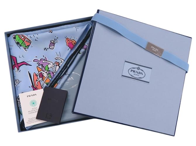 Sciarpa in seta con stampa a triangolo Prada Blu chiaro - vista 2