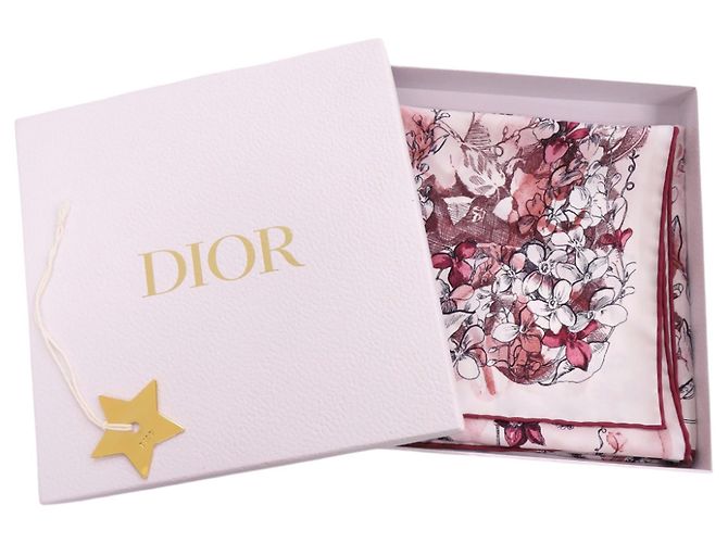 Sciarpa in seta con stampa floreale Christian Dior Bianco Rosso - vista 2