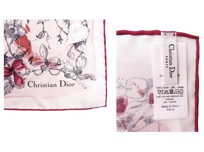 Sciarpa in seta con stampa floreale Christian Dior Bianco Rosso - vista 4