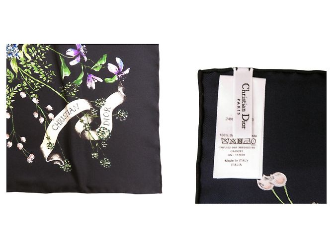 Sciarpa in seta Christian Dior D Constellation Nero Verde - vista 4