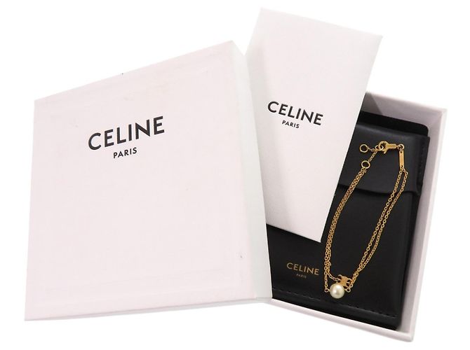 Céline Bracciale Charm Triomphe Pearl Gold Celine Bianco D'oro - vista 2