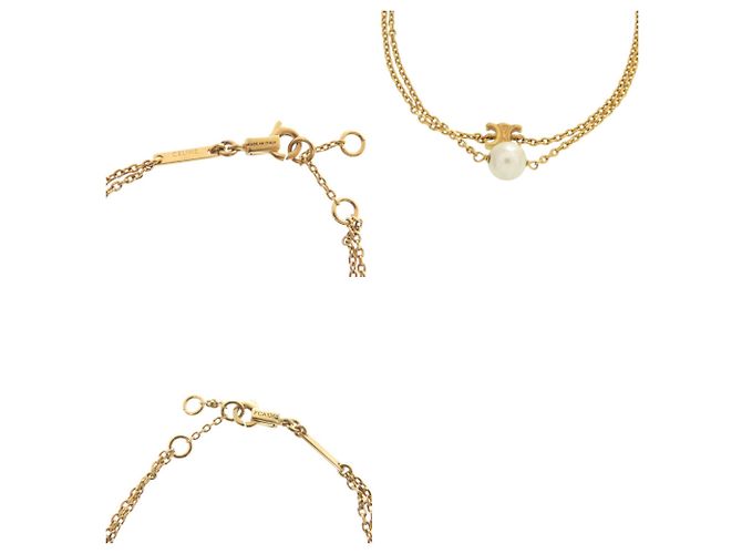 Céline Bracciale Charm Triomphe Pearl Gold Celine Bianco D'oro - vista 4