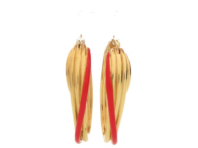 Céline Pendientes de aro Celine Oro y Rojo Roja Dorado - vista 2