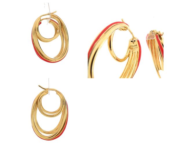 Céline Pendientes de aro Celine Oro y Rojo Roja Dorado - vista 4