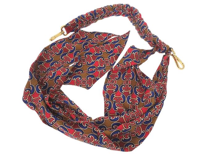 Fendi Silk Multicolor Handle Strap Replacement Brown Red Blue Golden - view 2
