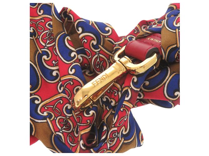 Fendi Silk Multicolor Handle Strap Replacement Brown Red Blue Golden - view 3