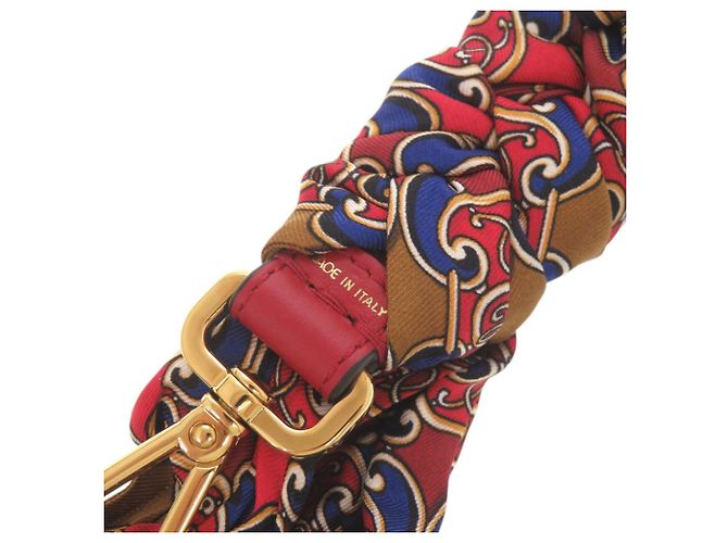Fendi Silk Multicolor Handle Strap Replacement Brown Red Blue Golden - view 4