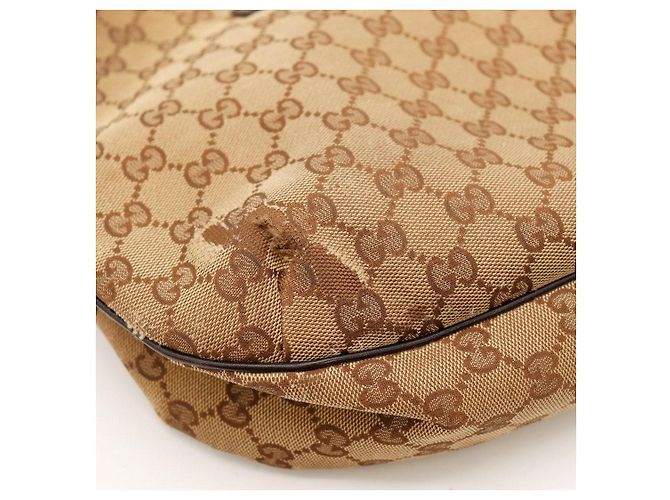 Gucci Borsa Hobo Abbey Tela Monogram Marrone Rosso Verde - vista 11