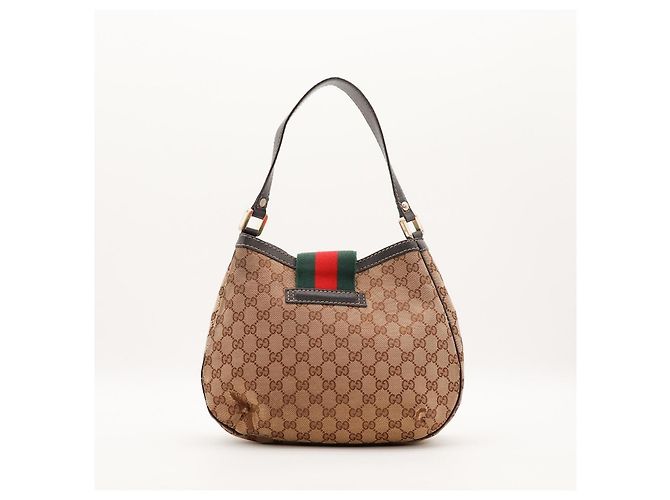 Gucci Borsa Hobo Abbey Tela Monogram Marrone Rosso Verde - vista 3