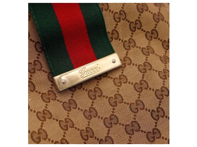 Gucci Borsa Hobo Abbey Tela Monogram Marrone Rosso Verde - vista 7