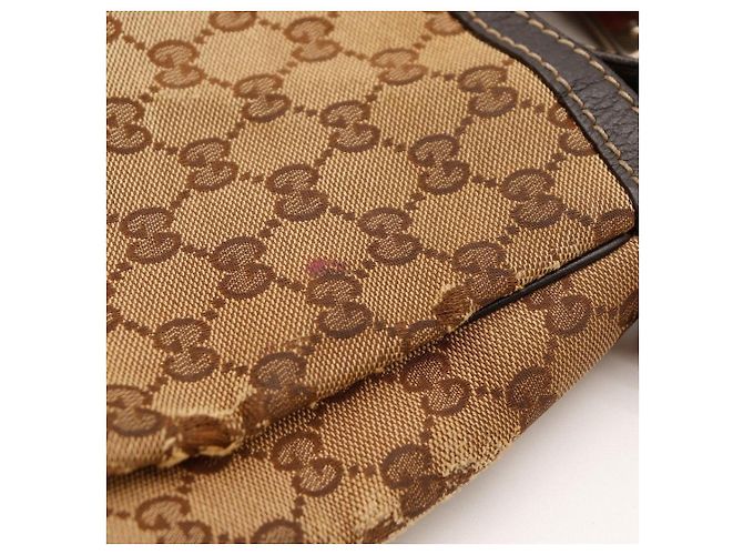 Gucci Borsa Hobo Abbey Tela Monogram Marrone Rosso Verde - vista 9