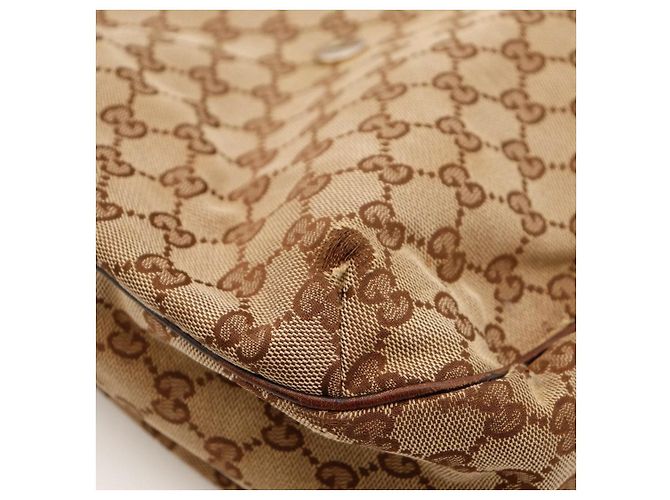Borsa Hobo Abbey in tela monogrammata Gucci Marrone Rosso Verde - vista 10