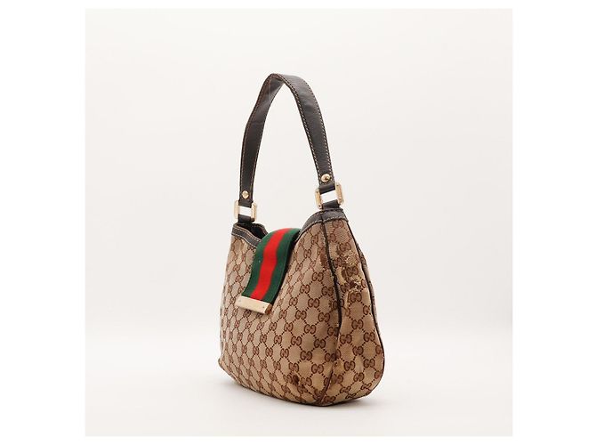 Borsa Hobo Abbey in tela monogrammata Gucci Marrone Rosso Verde - vista 2