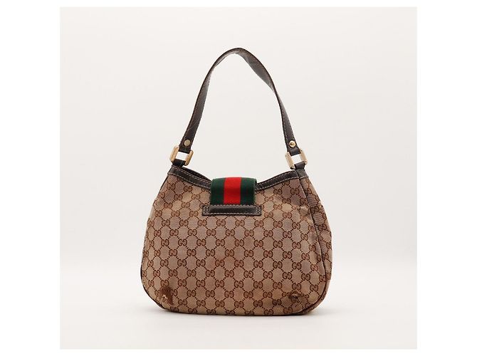 Borsa Hobo Abbey in tela monogrammata Gucci Marrone Rosso Verde - vista 3