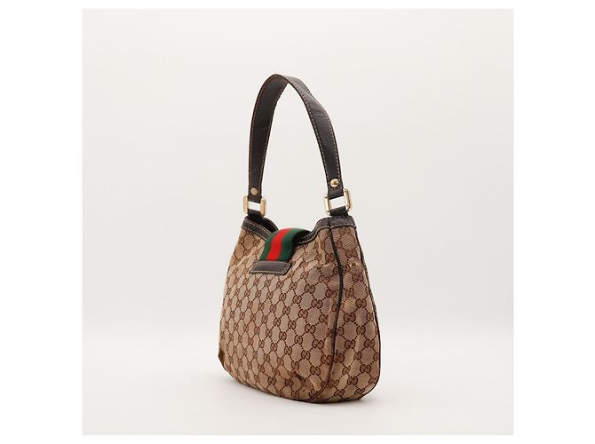 Borsa Hobo Abbey in tela monogrammata Gucci Marrone Rosso Verde - vista 4