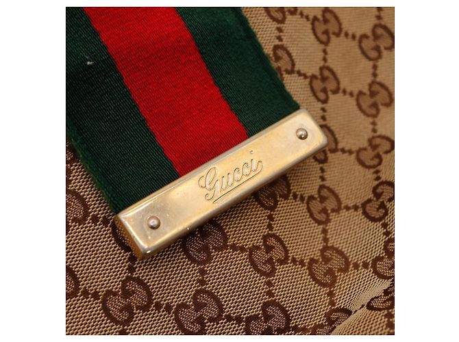 Borsa Hobo Abbey in tela monogrammata Gucci Marrone Rosso Verde - vista 7
