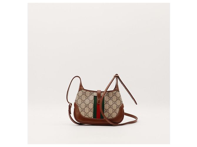 Gucci Jackie 1961 Mini Bag Tela GG Supreme e Pelle Marrone Monogramma - vista 4