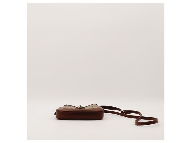 Gucci Jackie 1961 Mini Bag Tela GG Supreme e Pelle Marrone Monogramma - vista 6