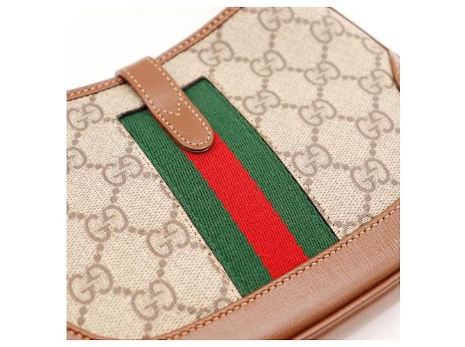 Gucci Jackie 1961 Mini Bag Tela GG Supreme e Pelle Marrone Monogramma - vista 8