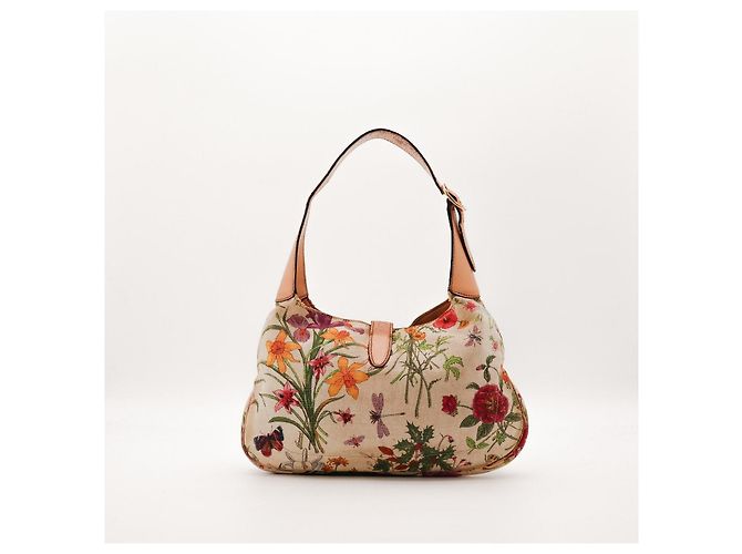 Gucci Jackie Floral Canvas Shoulder Bag Multiple colors Beige - view 3