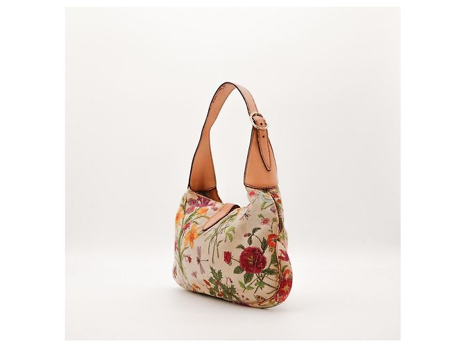 Gucci Jackie Floral Canvas Shoulder Bag Multiple colors Beige - view 4