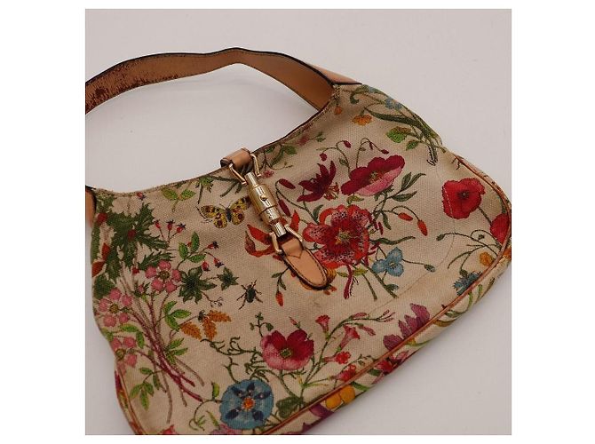 Gucci Jackie Floral Canvas Shoulder Bag Multiple colors Beige - view 6