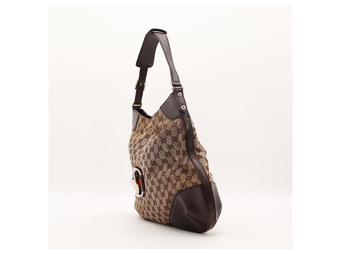 Gucci Borsa Hobo GG Supreme Canvas Horsebit Marrone Monogramma - vista 2