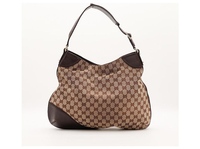 Gucci Borsa Hobo GG Supreme Canvas Horsebit Marrone Monogramma - vista 3