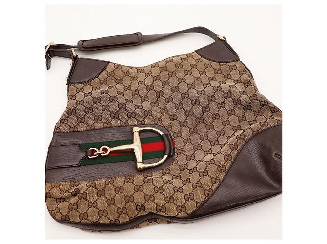 Gucci Borsa Hobo GG Supreme Canvas Horsebit Marrone Monogramma - vista 6