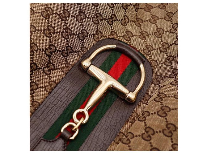 Gucci Borsa Hobo GG Supreme Canvas Horsebit Marrone Monogramma - vista 7