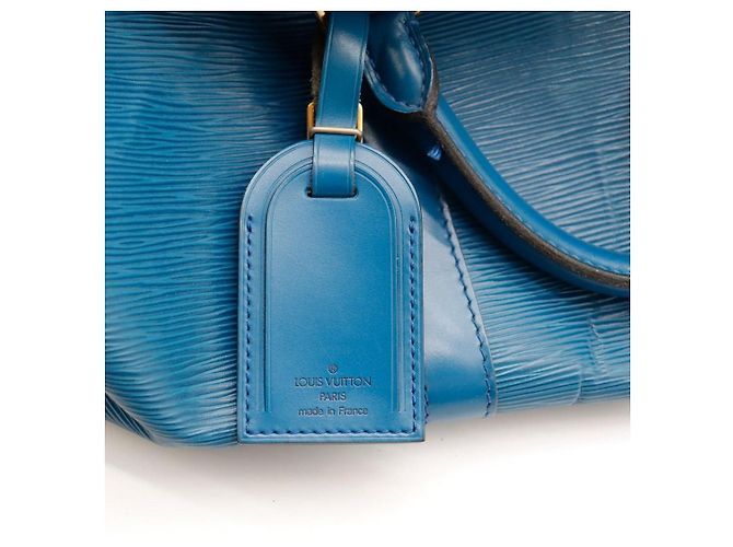 Louis Vuitton Keepall 55 Borsa da Viaggio Pelle Epi Blu - vista 10