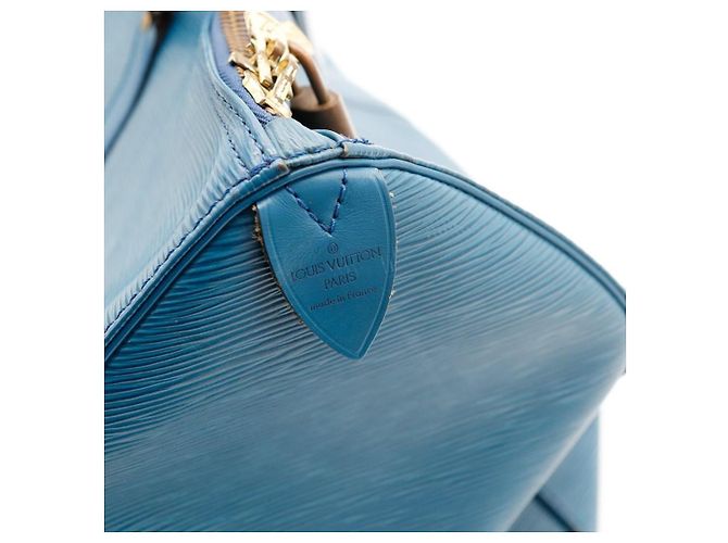 Louis Vuitton Keepall 55 Borsa da Viaggio Pelle Epi Blu - vista 11