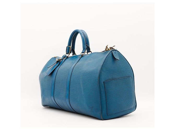 Louis Vuitton Keepall 55 Borsa da Viaggio Pelle Epi Blu - vista 2