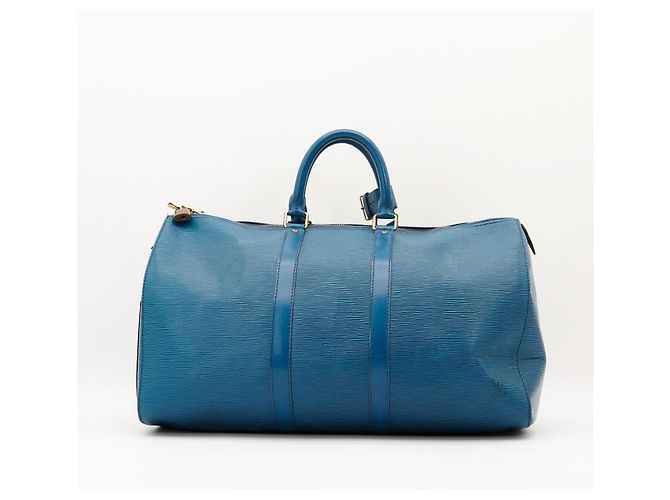Louis Vuitton Keepall 55 Borsa da Viaggio Pelle Epi Blu - vista 3
