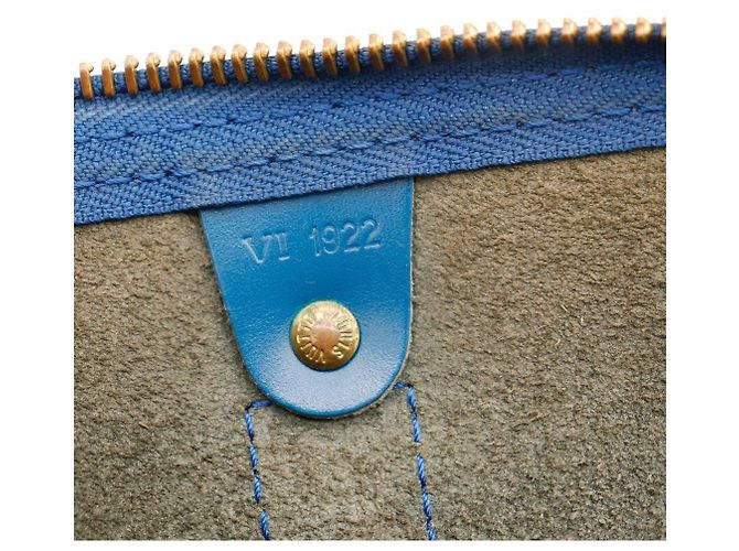 Louis Vuitton Keepall 55 Borsa da Viaggio Pelle Epi Blu - vista 6