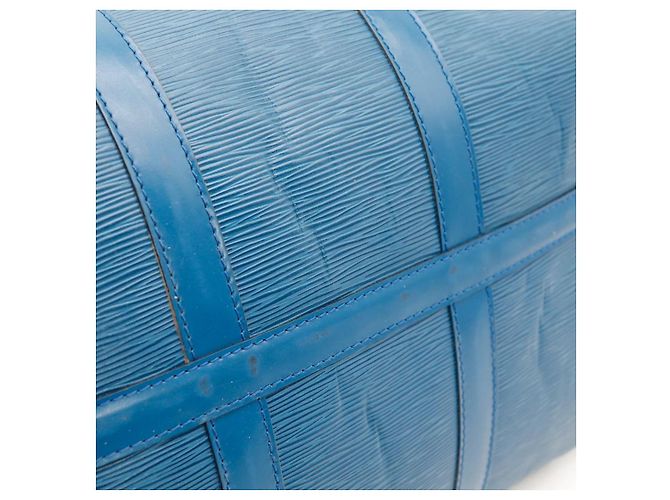 Louis Vuitton Keepall 55 Borsa da Viaggio Pelle Epi Blu - vista 9