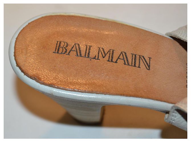 Sandali Balmain in pelle con tacco Bianco Grigio - vista 6