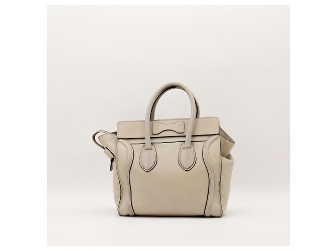 Céline Celine Nano Luggage Borsa Tote Pelle Beige - vista 3