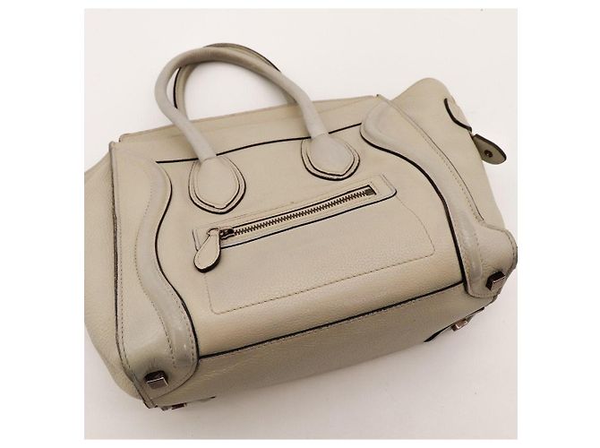 Céline Celine Nano Luggage Borsa Tote Pelle Beige - vista 6