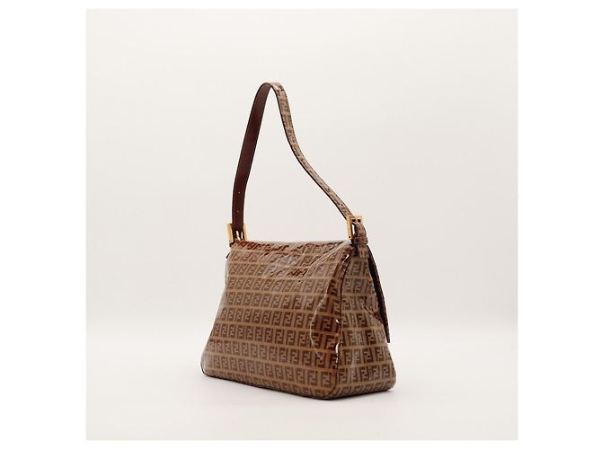 Fendi Borsa Baguette Zucca Monogram Marrone - vista 4
