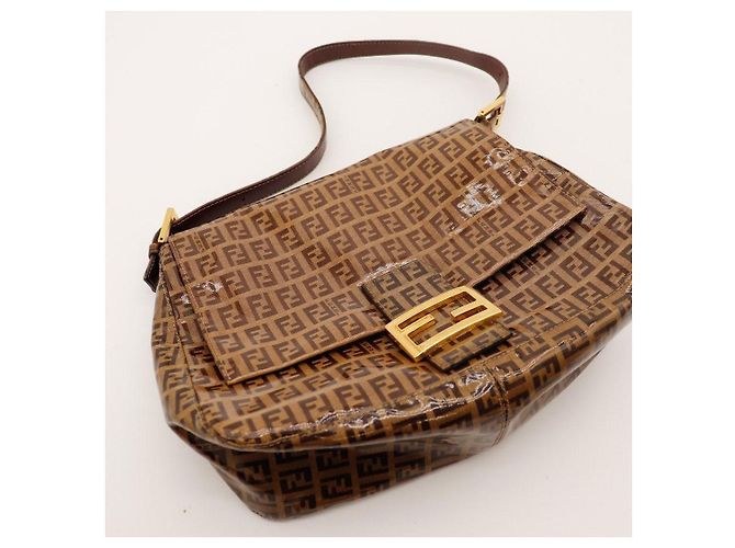 Fendi Borsa Baguette Zucca Monogram Marrone - vista 6