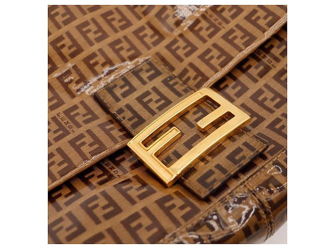 Fendi Borsa Baguette Zucca Monogram Marrone - vista 7