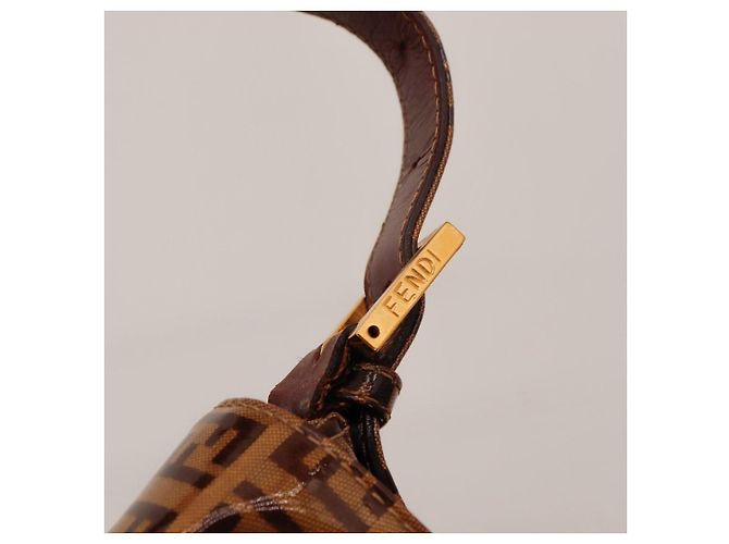 Fendi Borsa Baguette Zucca Monogram Marrone - vista 9