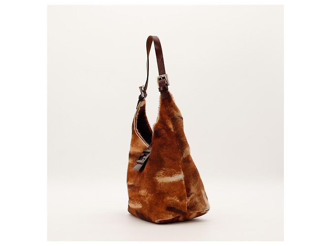 Fendi Borsa Baguette in pelliccia marrone - vista 2