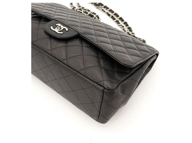 Chanel Borsa Classic Flap Medium in pelle caviar nera Nero - vista 11