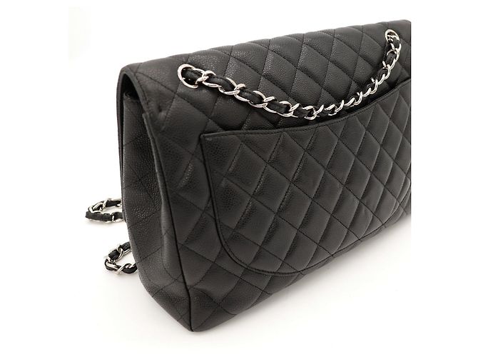 Chanel Borsa Classic Flap Medium in pelle caviar nera Nero - vista 9