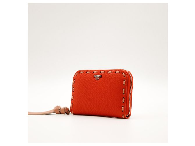 Fendi Roma Cartera de cuero naranja con cremallera - vista 2
