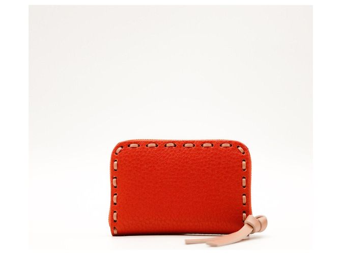 Fendi Roma Cartera de cuero naranja con cremallera - vista 3