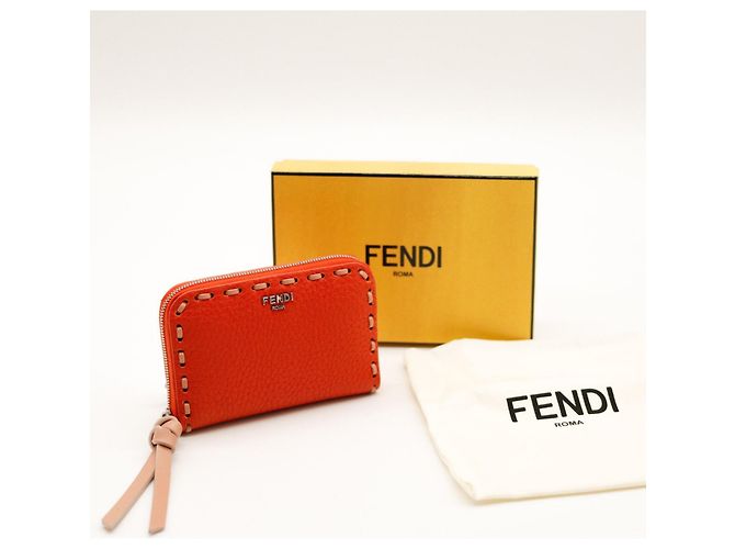 Fendi Roma Cartera de cuero naranja con cremallera - vista 5